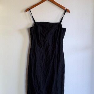 The Limited black eyelet mini dress vintage 90s slip style strap fitted dress •